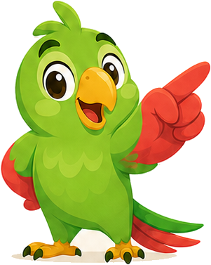 Zorivio parrot mascot pointing to the weekly plan
